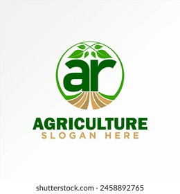 Logo design graphic creative concept premium vector stock initial letter AR font with leaves nature farm agriculture. Related to typography monogram