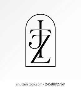 Logo design graphic creative concept premium abstract vector stock initial letter JTZ serif font connect top down Related to typography monogram brand