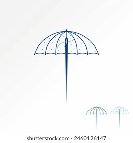 Logo design graphic creative concept premium vector stock unique abstract rain umbrella and sewing needle thread. Related weather convection industry