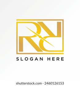 Logo design graphic creative concept premium vector stock initial letter R or RR font flip left right with guide needle Related to typography monogram