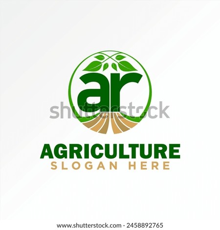 Logo design graphic creative concept premium vector stock initial letter AR font with leaves nature farm agriculture. Related to typography monogram