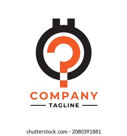 logo design a graphic in the form of a question mark with a circle in the form of a line resembling a bitcoin icon