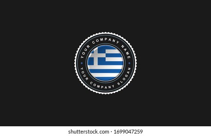 logo design with Greece concept in circle. Blue and White Vintage and premium