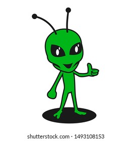 logo design green alien simple