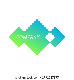 Diseño de logotipo, forma geométrica de gradiente verde y azul, ilustración vectorial.