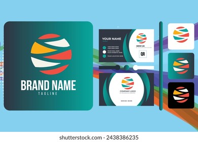  Logo design and Green Business card template element with Background.