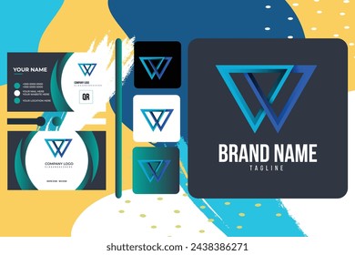  Logo design and Green Business card template element with Background.