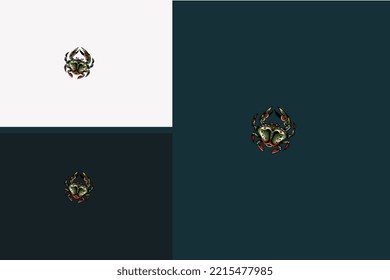 logo design of green crab vector illustration concept