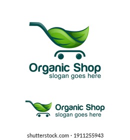 logo design of Green eco shop, organic food market logo symbol