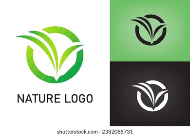 Logo design green leave nature, concept ecology, green, environment