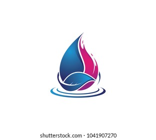 Logo design green water fire