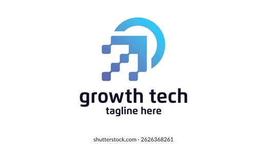 logo design growth and tech,logo design symbol,icon,idea,creative.