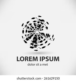  Logo design. Grunge round shape. Brush strokes. Vector illustration.