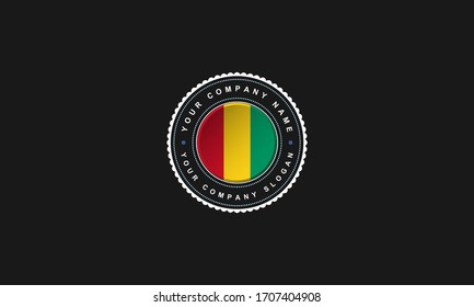 logo design with Guinea concept in circle. Red,Yellow and Green Vintage and premium