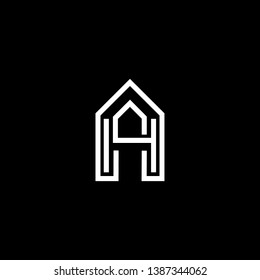 Logo design of H AH HA in vector for construction, home, real estate, building, property. Minimal awesome trendy professional logo design template on black background.