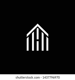 Logo design of H HA AH in vector for construction, home, real estate, building, property. Minimal awesome trendy professional logo design template on black background.
