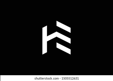 Logo design of H HE EH in vector for construction, home, real estate, building, property. Minimal awesome trendy professional logo design template on black background.