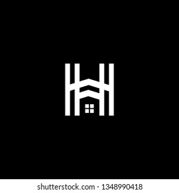 Logo design of H HH in vector for construction, home, real estate, building, property. Minimal awesome trendy professional logo design template on black background.