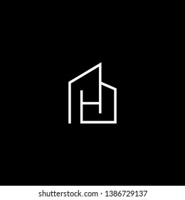 Logo design of H in vector for construction, home, real estate, building, property. Minimal awesome trendy professional logo design template on black background.