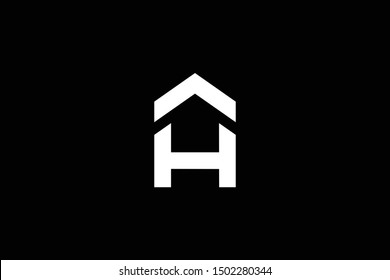 Logo design of H in vector for construction, home, real estate, building, property. Minimal awesome trendy professional logo design template on black background.