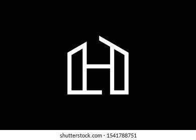 Logo design of H in vector for construction, home, real estate, building, property. Minimal awesome trendy professional logo design template on black background.