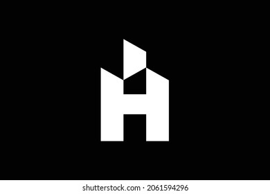 Logo design of H in vector for construction, home, real estate, building, property. creative elegant Monogram. Premium Business home logo icon. White color on black background