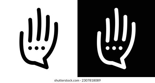 Logo-Design-Hand und Chat-Symbol minimalistische Linie Vektorgrafik