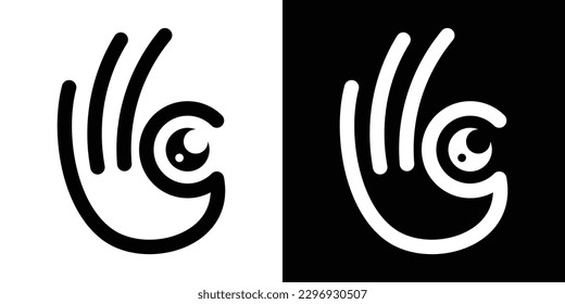 logo design hand and lens camera icon vector illustration