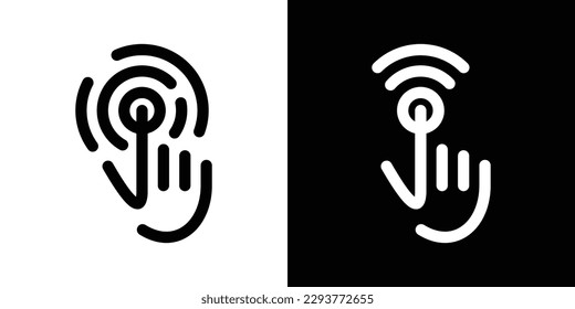 logo design hand touch and internet signal icon vector illustration