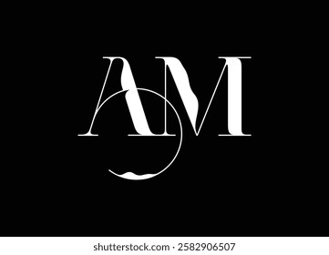 AM logo design handwriting signature style vector template.