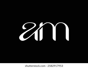 AM logo design handwriting signature style vector template.