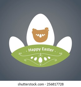 logo design Happy Easter chicken and eggs
