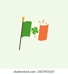 Logo Design Happy St.Patrick's Day Irish flag clover flag. icon design element vector