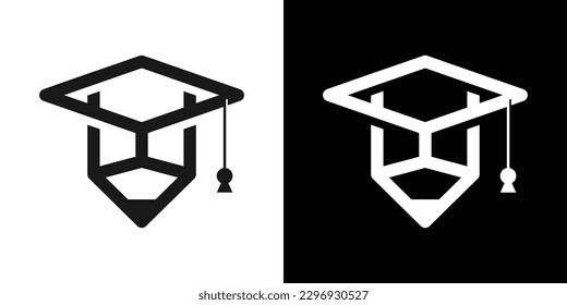 Logo-Design-Hut-Graduierung und Stift-Symbol-Bildung Vektorgrafik