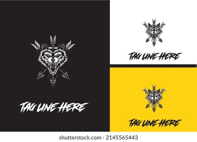 logo design of head black wolf vector