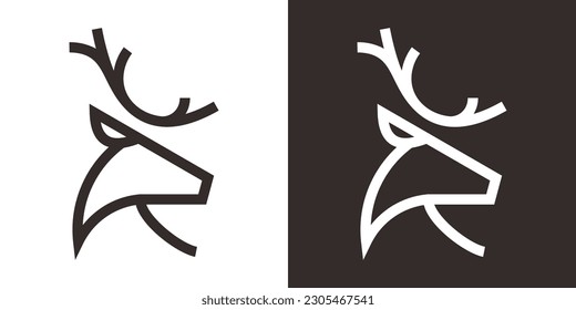 logo design head deer icon line vector illustration