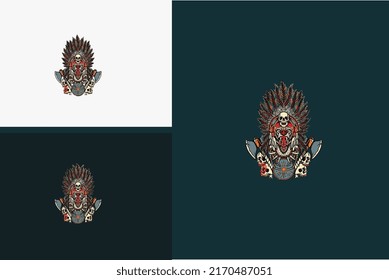logo design of head devil abstract vector flat design