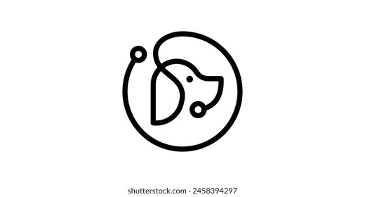 logo design head dog, health, pet, shop, clinic, stethoscope, logo design template, icon, vector, symbol, idea.