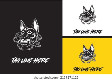 logo design of head dog vector black and white