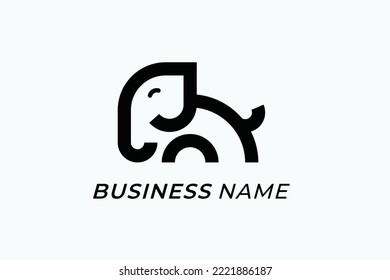 logo design head elephant and line