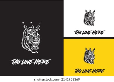 logo design of head monkey vector black and white