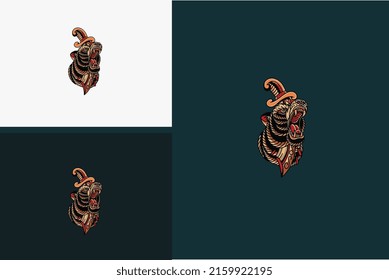 logo design of head panther and sword vector