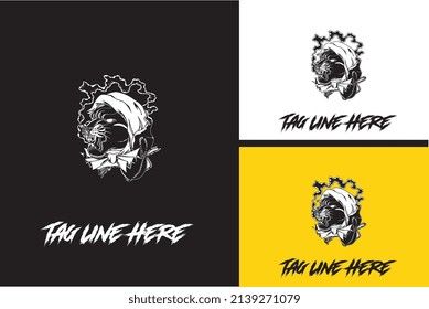 logo design of head panther vector black and white