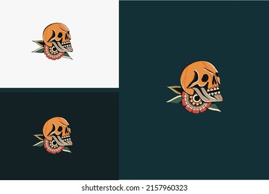 logo design of head skull vector