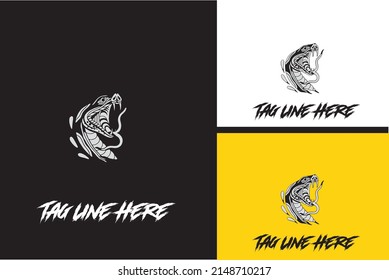 logo design of head snake cobra vector black and white