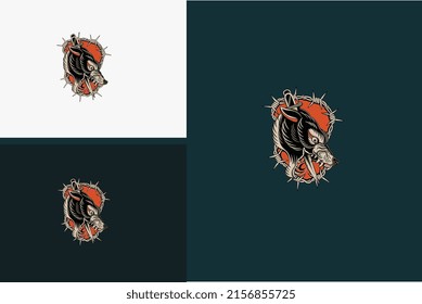 logo design of head wolf angry vector illustration