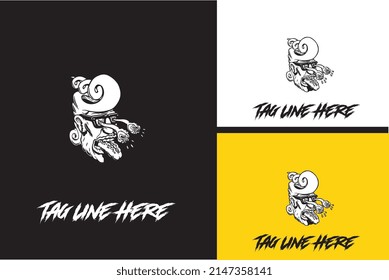logo design of head zombie vector black and white