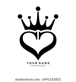 logo design of heart with crown. vector illustration of a combination of heart and crown. creative and unique identity logo for business