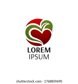 símbolo de la hoja de corazón de diseño de logotipo