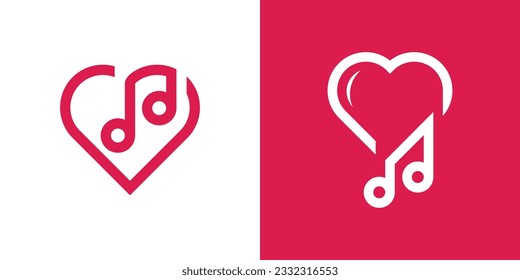 logo design heart and note music icon vector inspiration